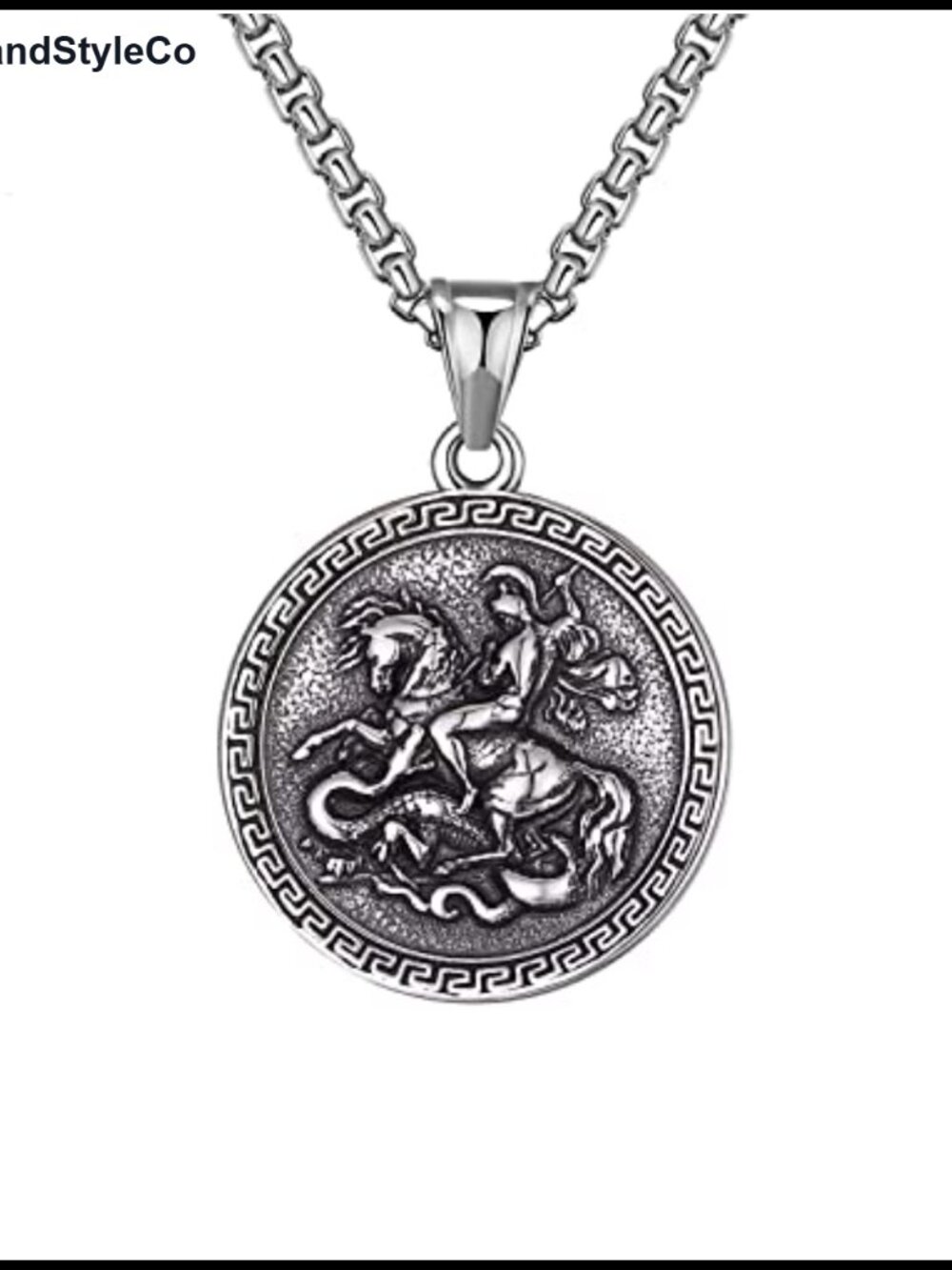 St. George Dragon Slayer Pendant Necklace Titanium Stainless Steel Men Women